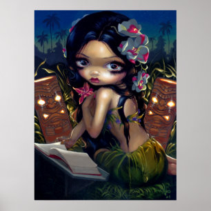 Amara en de Boek ART PRINT menehune tiki lowbrow