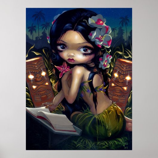 Amara en de Boek ART PRINT menehune tiki lowbrow (Voorkant)