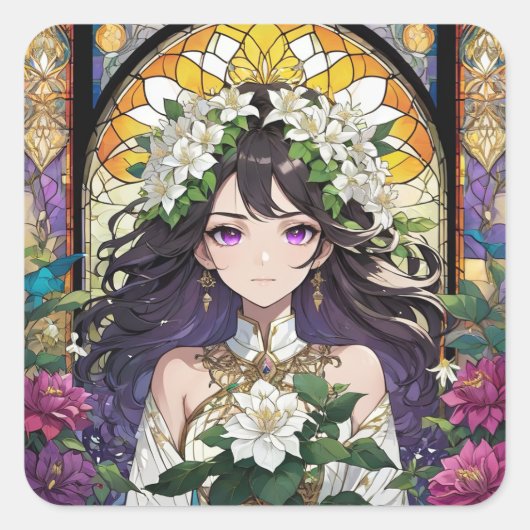 Amara Violetta Vierkante Sticker (Voorkant)