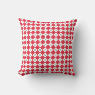 Amarant rood en wit geruit Argyle Patroon Kussen