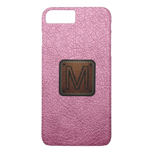 Amaranth roze leder Kijk Monogram Case-Mate iPhone Case (Achterkant)