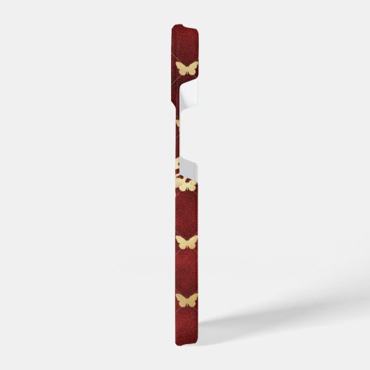 Amaranth Velvet Golden Butterflies iPhone 14 Hoesj iPhone Hoesje (Linkerkant)