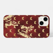 Amaranth Velvet Golden Butterflies iPhone 14 Hoesj iPhone Hoesje (Achterkant horizontaal)