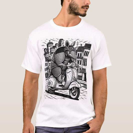 Amardillo riding a Vespa T-shirt (Devant)