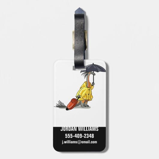 Amargasaurus Holding Paraplu en Koffer. Bagagelabel (Achterkant verticaal)