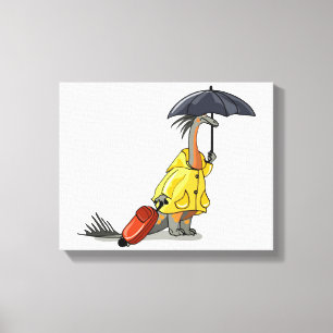 Amargasaurus Holding Paraplu en Koffer. Canvas Afdruk