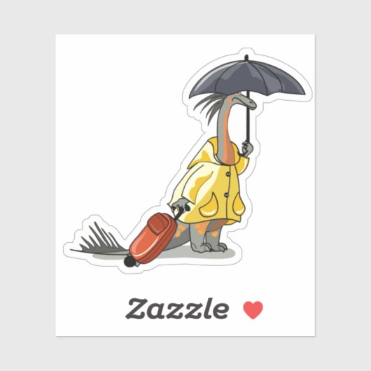 Amargasaurus Holding Paraplu en Koffer. Sticker (Vel)