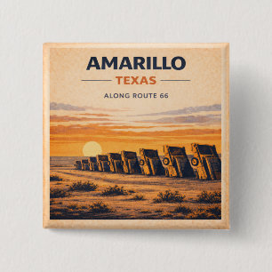 Amarillo Route 66 Retro Woestijn Aandenken Geschen Vierkante Button 5,1 Cm