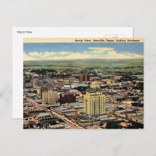 Amarillo, Texas, Aerial Uitzicht, 1950 Briefkaart (Voorkant / Achterkant)