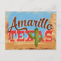 Amarillo Texas Cartoon Desert Vintage Travel