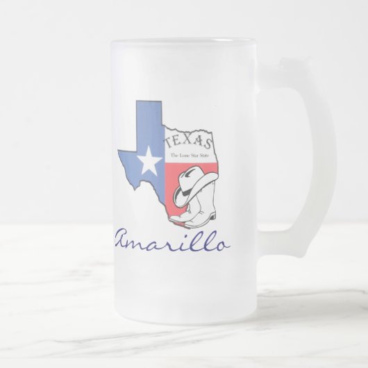 Amarillo Texas State Map met Star, Boots, Pet Mok (Rechts)