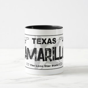 Amarillo Texas zwarte licentie bord mok