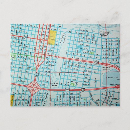 AMARILLO, TX Map Briefkaart (Voorkant)