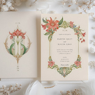 Amaryllis Art nouveau Faire-part de mariage