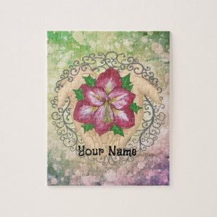 Amaryllis bloemen in handen legpuzzel