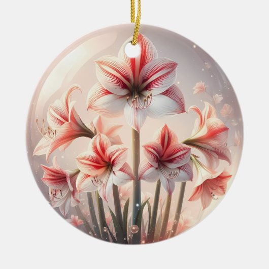 Amaryllis bloemen keramisch ornament (Voorkant)