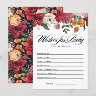Amaryllis Botanisch Baby shower Wensen voor Baby Informatiekaartje