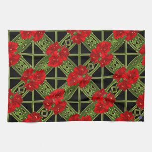 Amaryllis de Noël sur serviette de cuisine noire