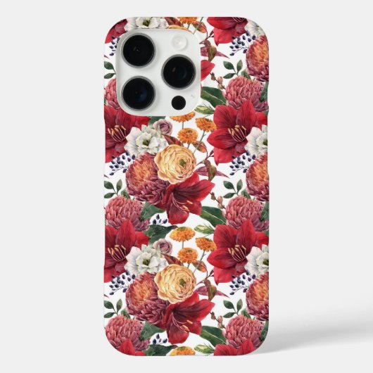 Amaryllis en Chrysanten Bloemenpatroon Case-Mate iPhone Case (Achterkant)