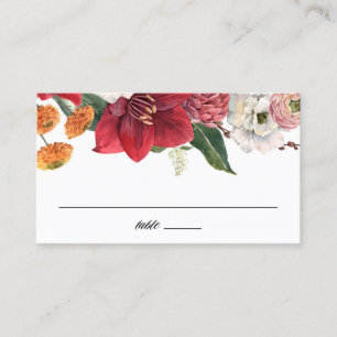 Amaryllis en Chrysanten Botanische bruiloft Plaatskaartje