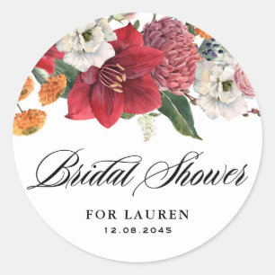 Amaryllis en Chrysanthemums Floral Vrijgezellenfee Ronde Sticker