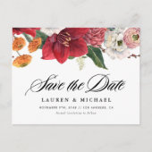 Amaryllis en Herfst Bloemen QR Code Save the Date Aankondigingskaart (Voorkant)