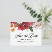 Amaryllis en Herfst Bloemen QR Code Save the Date Aankondigingskaart (Staand voorkant)