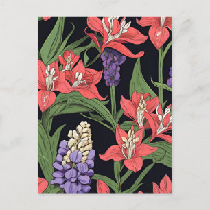 Amaryllis en Lupines Floral Design Briefkaart