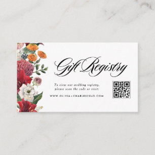 Amaryllis en Mums Huwelijks QR-code Cadeau Registr Informatiekaartje