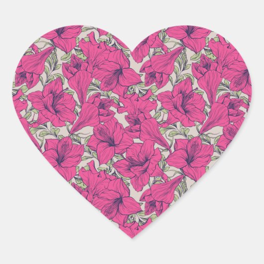 Amaryllis Flower Hart Sticker (Voorkant)