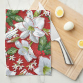Amaryllis & Holly Rode Kerstmis Theedoek (Quarter Fold)