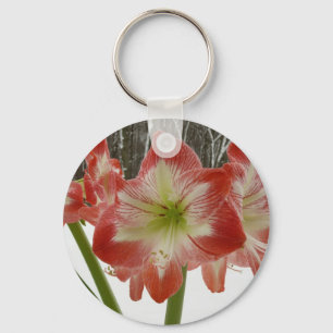 Amaryllis in Snow Red Holiday Winter Floral Sleutelhanger