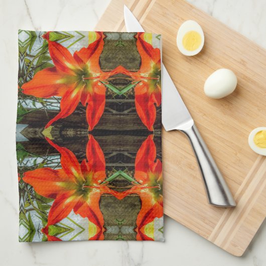 Amaryllis Pattern Kitchen Towels Theedoek (Quarter Fold)