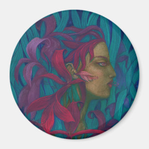 Amaryllis, pop-surrealisme van een mooie vrouw en magneet