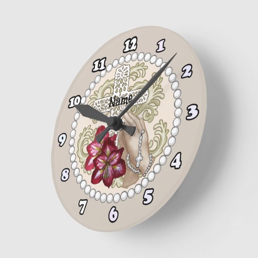 Amaryllis Rosary Clock Ronde Klok (Hoek)