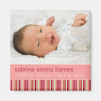 Amaryllis Strepen · Baby Aankondiging Magneet