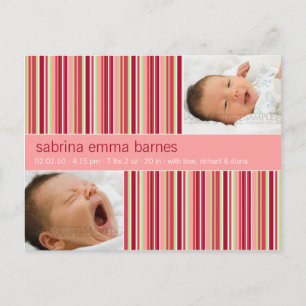 Amaryllis Stripes Pink · Aankondiging van de Baby