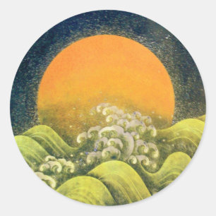 AMATERASU, SUN GODDESS, geel zwart Ronde Sticker