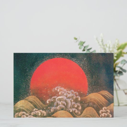 AMATERASU, SUN GODDESS, rood, zwart, bruin Briefpapier (Staand voorkant)