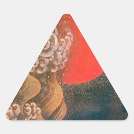 AMATERASU, SUN GODDESS, rood, zwart, bruin Driehoek Sticker (Voorkant)