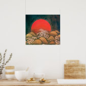 AMATERASU, SUN GODDESS, rood, zwart, bruin Poster (Keuken)