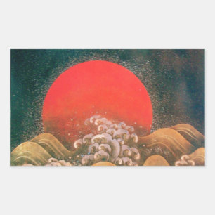 AMATERASU, SUN GODDESS, rood, zwart, bruin Rechthoekige Sticker