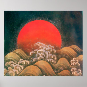 AMATERASU, ZONNEGODIN, rood zwart bruin Poster