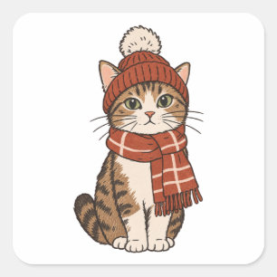 Amateur de chat en hiver - Autocollant de chat mig