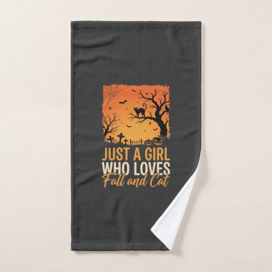Amateur de chat Halloween Graphique de coucher de (Serviette à main)