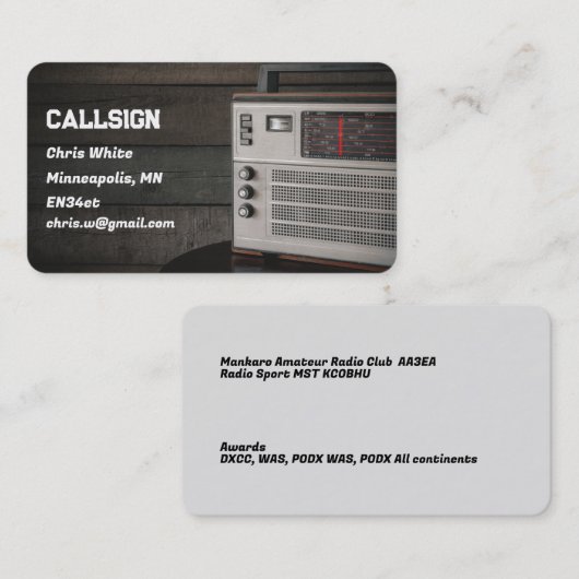 Amateur Ham Radio Visitekaartje (Voorkant / Achterkant)