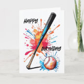 Amateurs de baseball Bat & Ball Splash Carte d'ann (Devant)