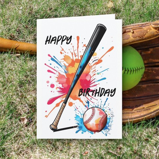 Amateurs de baseball Bat & Ball Splash Carte d'ann