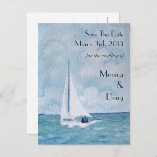 Amateurs sur un voilier, Enregistrer la carte post (Devant / Derrière)