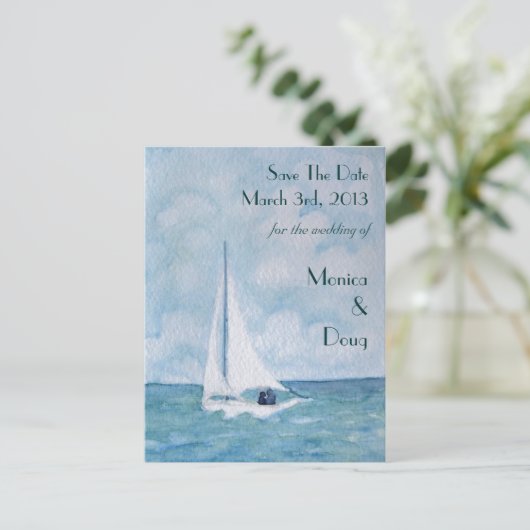 Amateurs sur un voilier, Enregistrer la carte post (Debout devant)